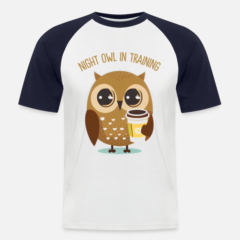 Nachtschwärmer im Training - Männer Baseball-T-Shirt - Weiß/Navy
