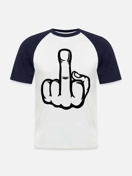 Mittelfinger Hand Symbol - Männer Baseball-T-Shirt - Weiß/Navy