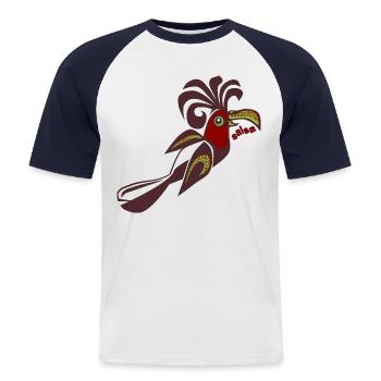 Paradiesvogel Salsa Vogel calypso retro tanzen - Männer Baseball-T-Shirt - Weiß/Navy - Vorne - Nik (191cm)