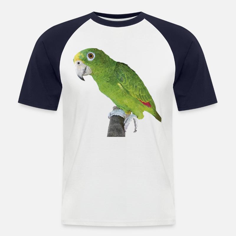 Der Amazonas-Königspapagei - Männer Baseball-T-Shirt - Weiß/Navy