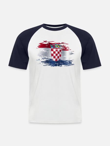 Croatia used - Men's Baseball T-Shirt - white/navy