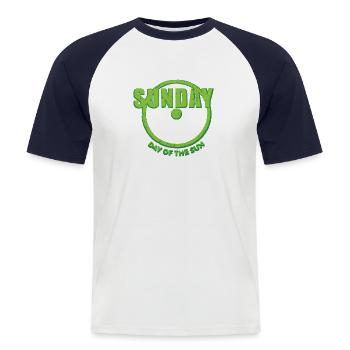 Sunday Sunday Weekdays Day Sun green used look - Men's Baseball T-Shirt - white/navy - Front - Nik (191cm)