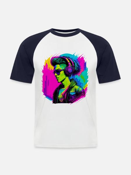 Cyber boy - Men's Baseball T-Shirt - white/navy