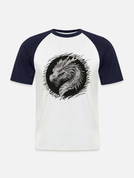 Dragon head in focus - Men's Baseball T-Shirt - white/navy