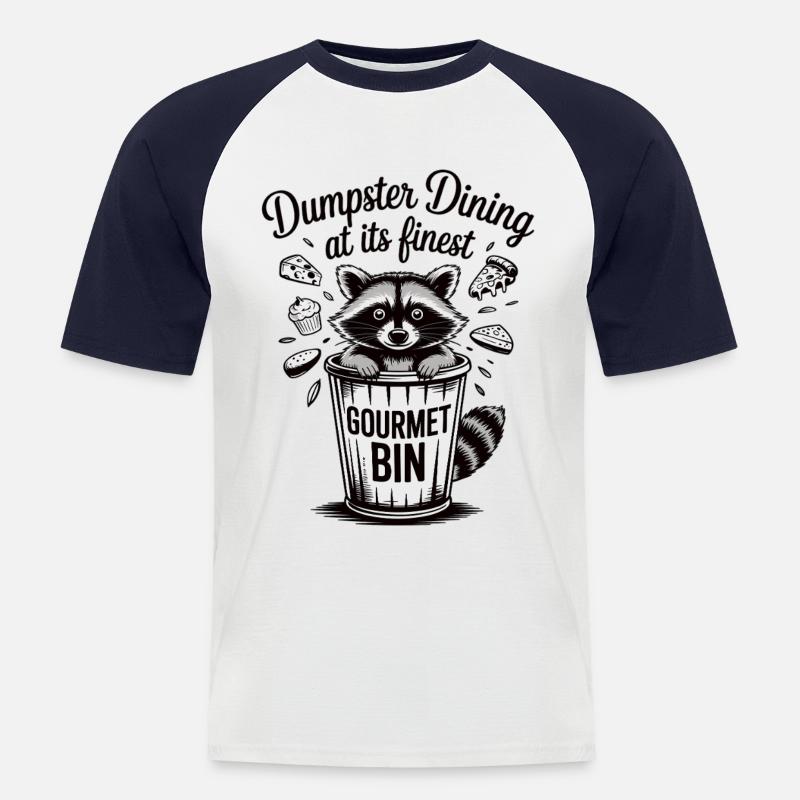 Waschbär im Feinschmecker-Modus - Männer Baseball-T-Shirt - Weiß/Navy