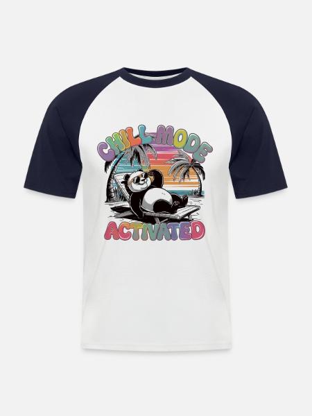 Chilling Panda in Vacation Mode - Men's Baseball T-Shirt - white/navy