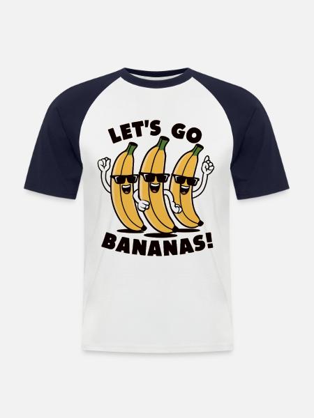 Dancing bananas with sunglasses - Men's Baseball T-Shirt - white/navy