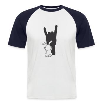 Rock Hase – Der coolste Hase im Rampenlicht - Männer Baseball-T-Shirt - Weiß/Navy - Vorne - Nik (191cm)