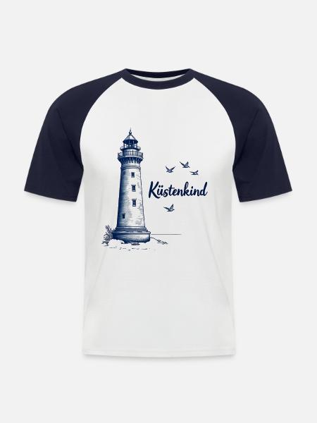 Küstenkind - Männer Baseball-T-Shirt - Weiß/Navy