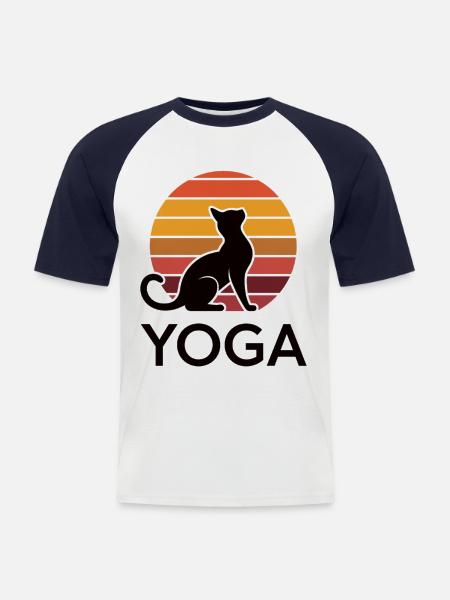 Zen Cat in Sunset - Men's Baseball T-Shirt - white/navy