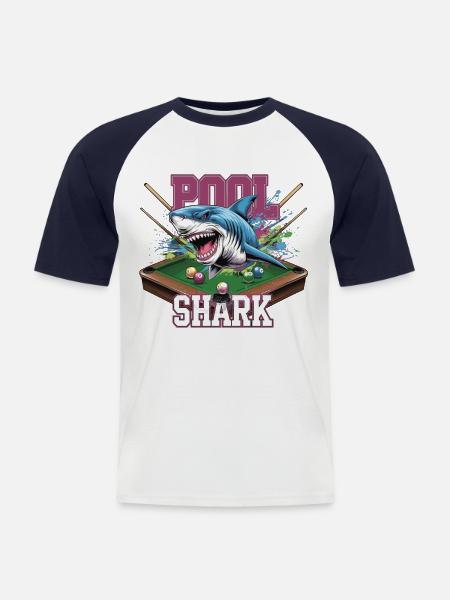 Pool Shark Player Shirt - Men's Baseball T-Shirt - white/navy