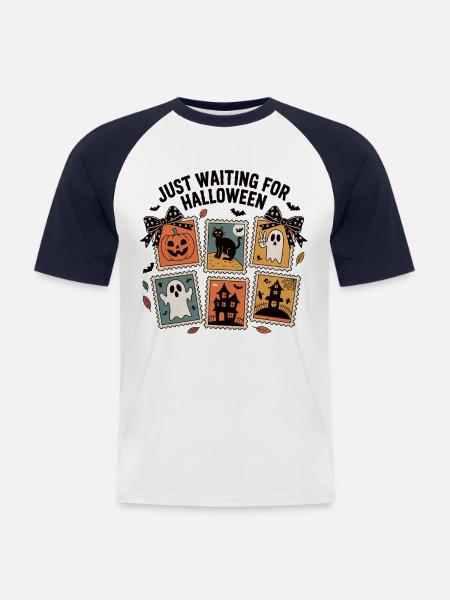 Timbres d’Halloween - T-shirt baseball manches courtes Homme - blanc/marine