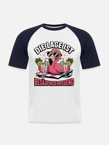 Flamingo de fête Ivresse - T-shirt baseball manches courtes Homme - blanc/marine