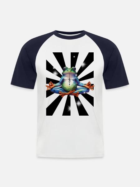 OM Yoga Frog Meditation - Men's Baseball T-Shirt - white/navy