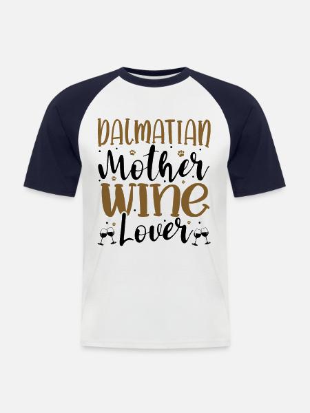 Wine Lover DALMATIAN Mother - Männer Baseball-T-Shirt - Weiß/Navy