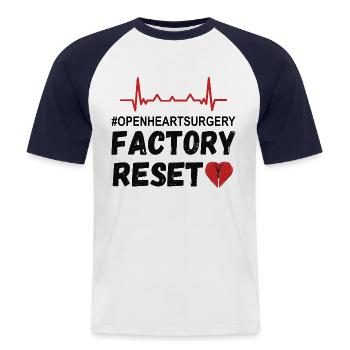 Open Heart Surgery - Factory Reset - Men's Baseball T-Shirt - white/navy - Front - Nik (191cm)