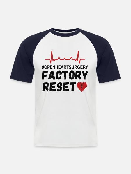 Chirurgie cardiaque – Réinitialisation d’usine - T-shirt baseball manches courtes Homme - blanc/marine