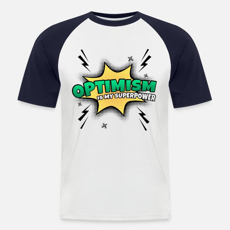 Optimismus Ist Meine Superkraft Eigenschaft - Männer Baseball-T-Shirt - Weiß/Navy