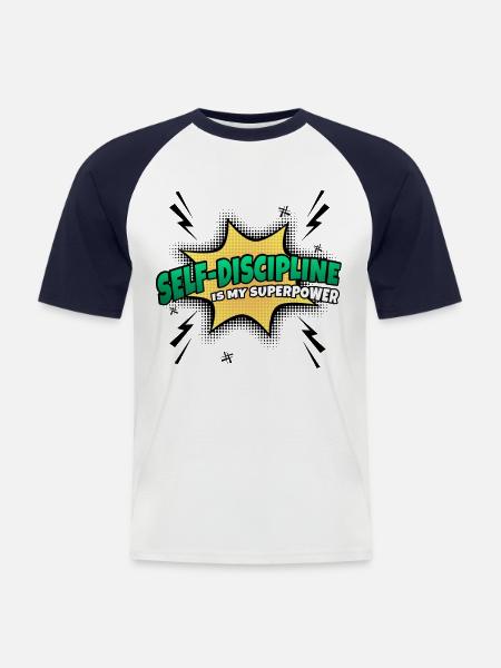Self-control is my superpower - Men's Baseball T-Shirt - white/navy