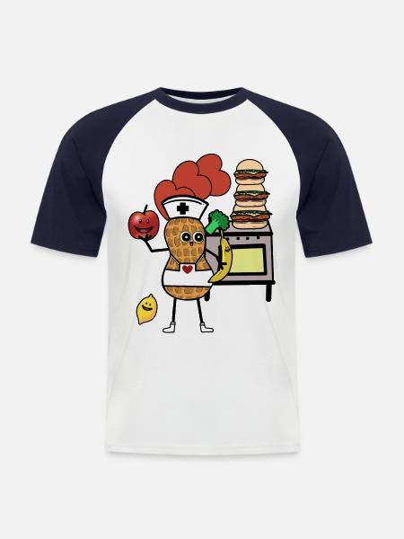 Cuisinière Cuisson Saine Cuisinière Infirmière - T-shirt baseball manches courtes Homme - blanc/marine