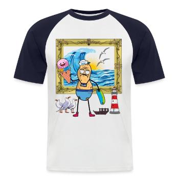 peanut funny ready for holiday bankruptcy home holidays - Men's Baseball T-Shirt - white/navy - Front - Nik (191cm)