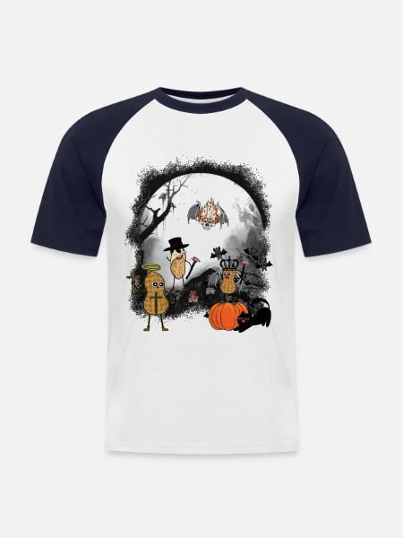 Peanuts Peanut Halloween Midnight - Men's Baseball T-Shirt - white/navy