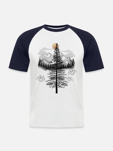 Halloween Fledermäuse Fledermaus Natur - Männer Baseball-T-Shirt - Weiß/Navy