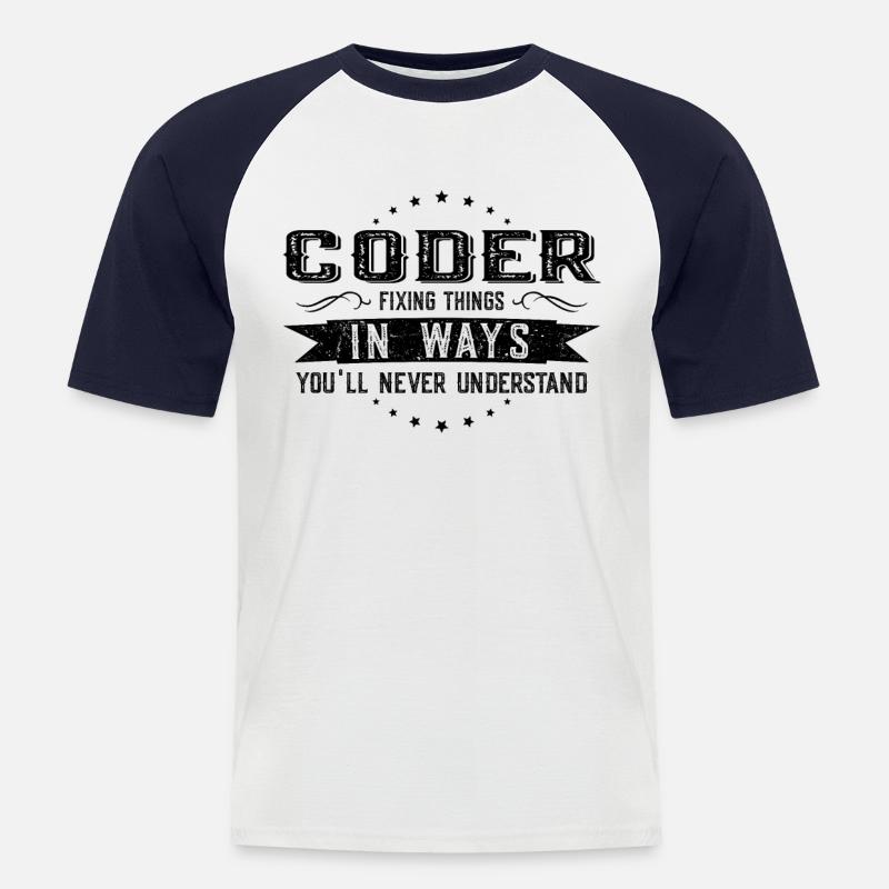 Programmierer Kollegen Geschenk Beruf Spruch - Männer Baseball-T-Shirt - Weiß/Navy