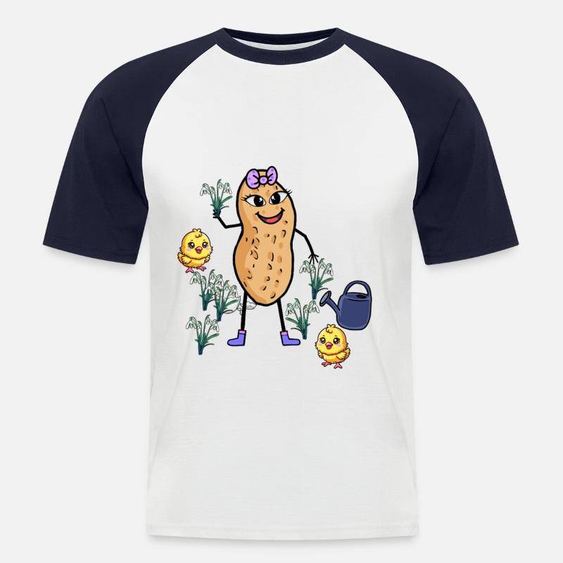 Peanut Spring Easter Chick Snowdrop - Men's Baseball T-Shirt - white/navy