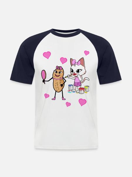 Peanut Beauty Cosmetics Beautiful Girl - Men's Baseball T-Shirt - white/navy