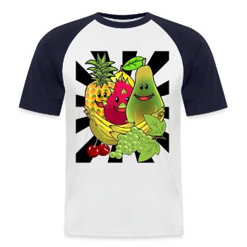 Obst Früchte Frucht Exotisch Sommerzeit Sommer - Männer Baseball-T-Shirt - Weiß/Navy - Vorne - Nik (191cm)