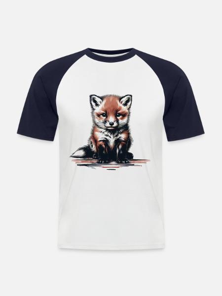 Fuchs Kinder Kind - Männer Baseball-T-Shirt - Weiß/Navy