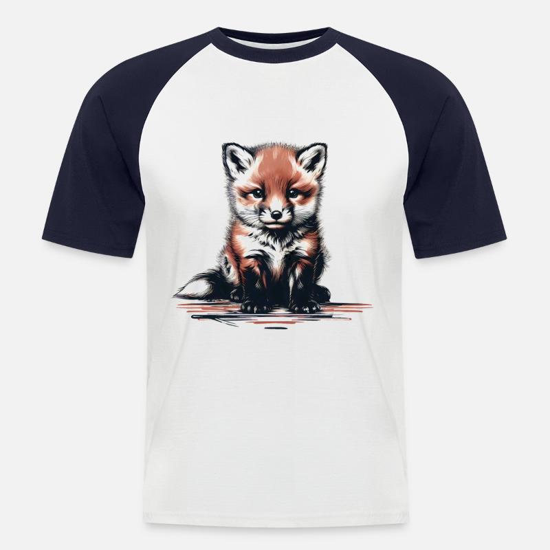 Fuchs Kinder Kind - Männer Baseball-T-Shirt - Weiß/Navy