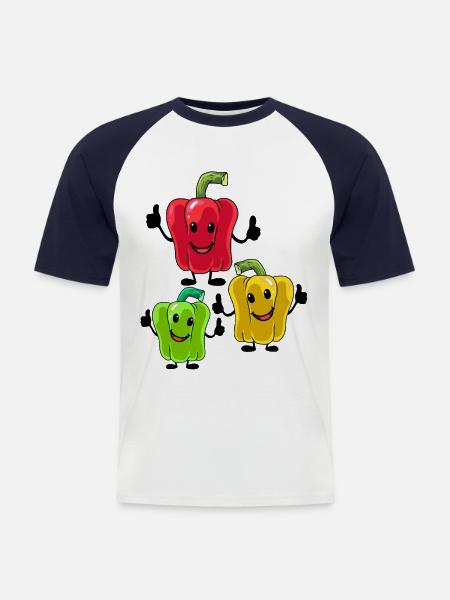 Peppers Vegetables Vegetarian - Men's Baseball T-Shirt - white/navy