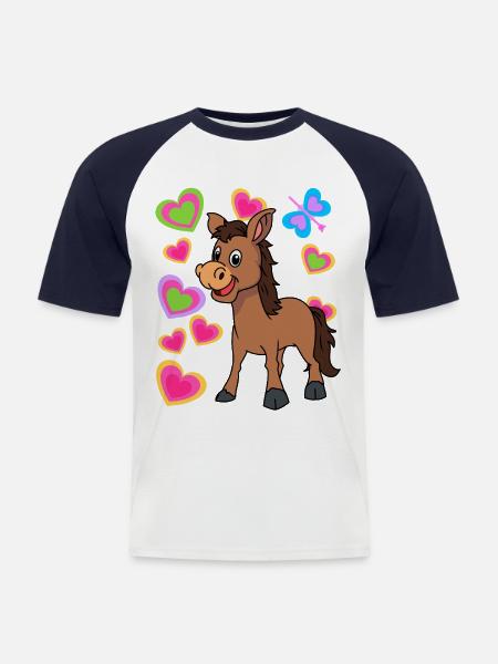 Esel Kinder Kind - Männer Baseball-T-Shirt - Weiß/Navy