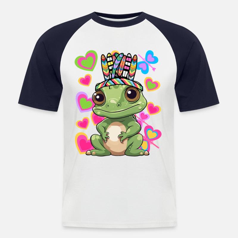Hippie Hippies Frog Frogs Toad - Men's Baseball T-Shirt - white/navy