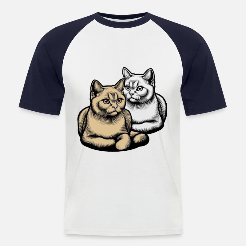 Katze Katzen Tierfreund - Männer Baseball-T-Shirt - Weiß/Navy