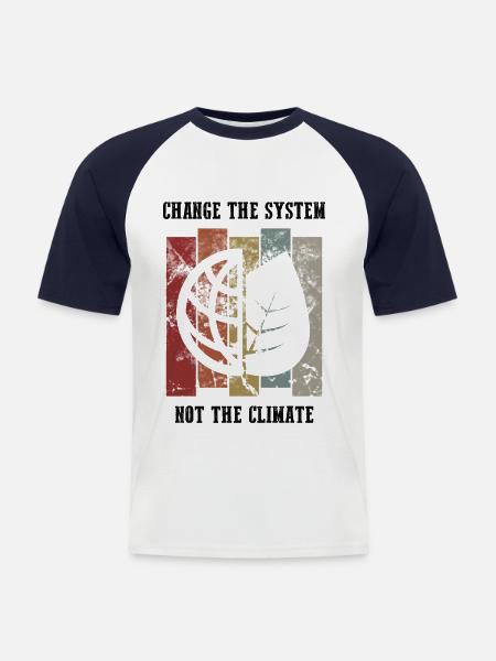 Student demo against climate change - Men's Baseball T-Shirt - white/navy