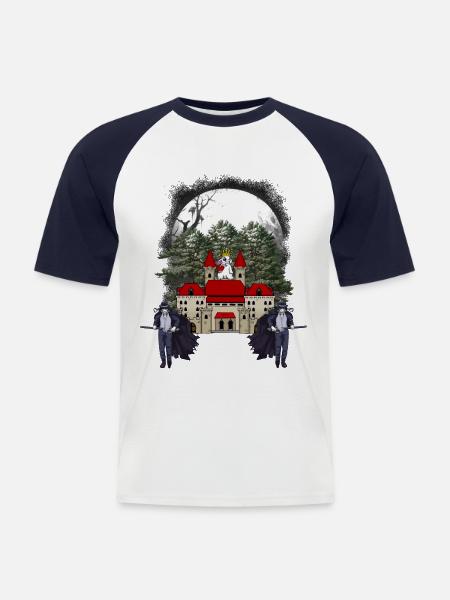 Schloss Mittelalter Fantasy Märchen Märchenfigur - Männer Baseball-T-Shirt - Weiß/Navy
