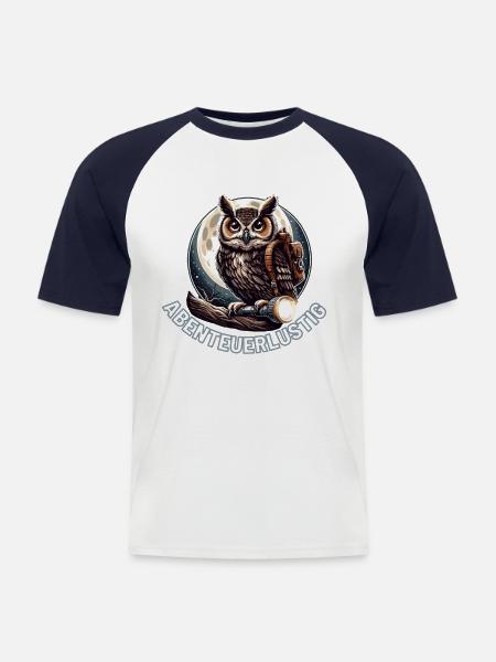 Adventurous Owl - Men's Baseball T-Shirt - white/navy