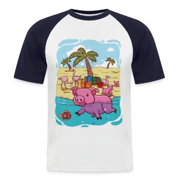 Tropical Christmas - Men's Baseball T-Shirt - white/navy - Front - Nik (191cm)