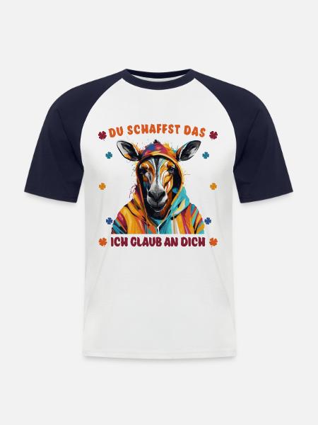 Du schaffst das! Ich glaub an dich! - Cooles Pferd - Männer Baseball-T-Shirt - Weiß/Navy