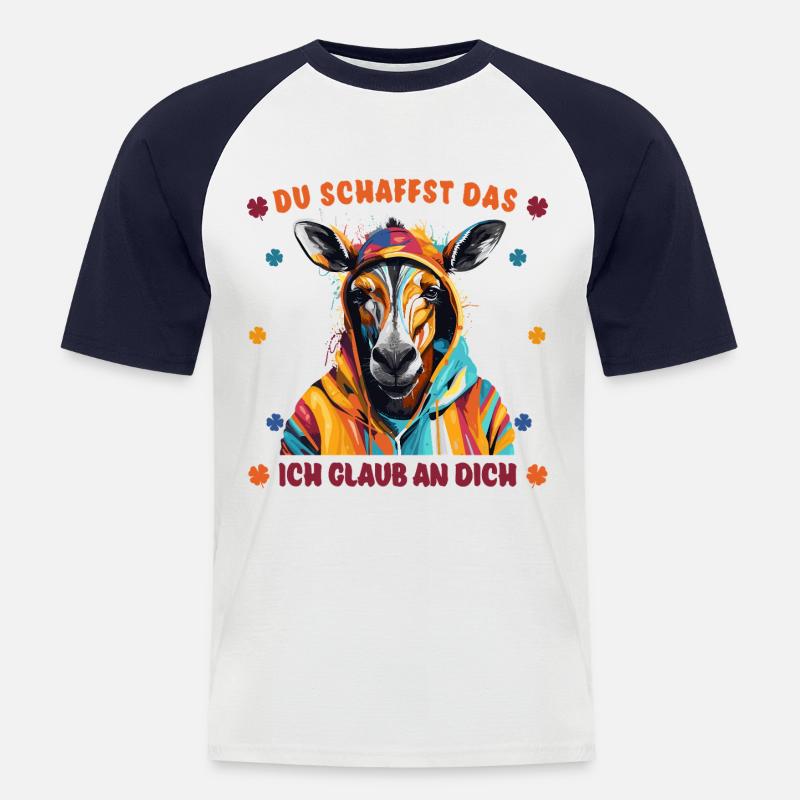 Du schaffst das! Ich glaub an dich! - Cooles Pferd - Männer Baseball-T-Shirt - Weiß/Navy