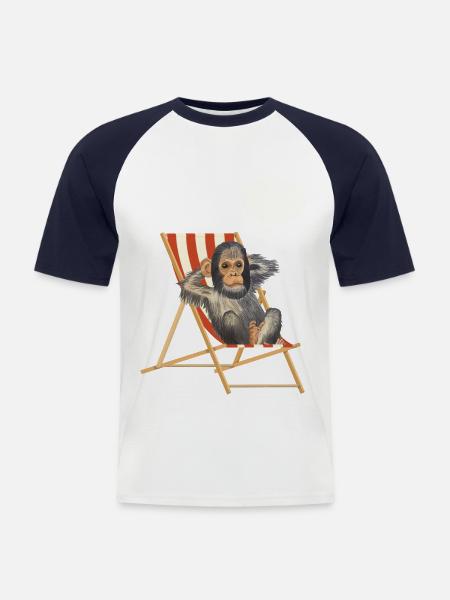 Monkey Dream Holiday Deckchair - Men's Baseball T-Shirt - white/navy