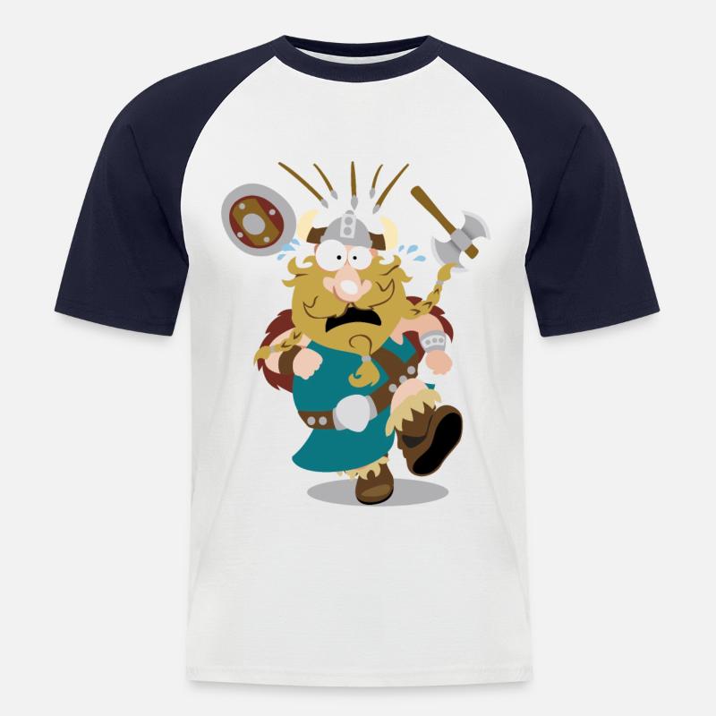 Olaf der Wikinger - Männer Baseball-T-Shirt - Weiß/Navy