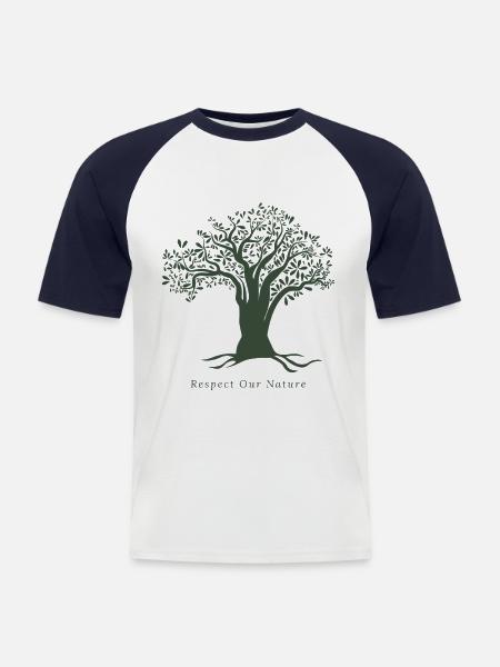 respect our nature - Men's Baseball T-Shirt - white/navy