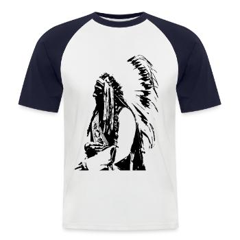 Indian chief - Men's Baseball T-Shirt - white/navy - Front - Nik (191cm)