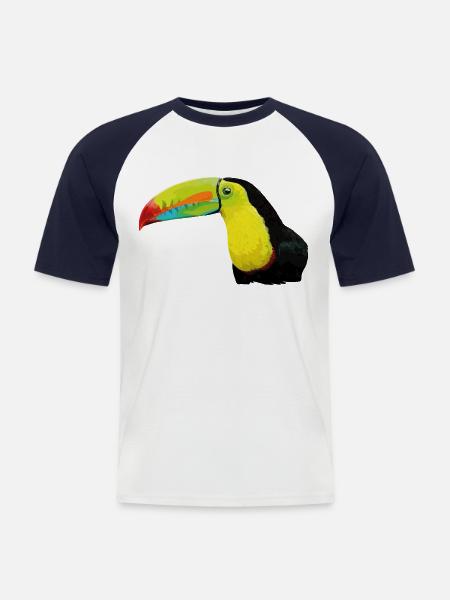 Green-billed toucan - Men's Baseball T-Shirt - white/navy