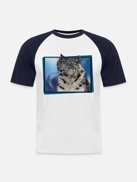 Snow leopard - Men's Baseball T-Shirt - white/navy