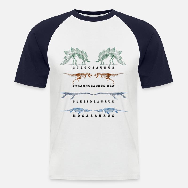 Dinosaur skeleton - Men's Baseball T-Shirt - white/navy